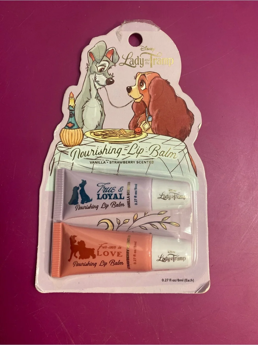 Disney Lady and the Tramp Spa Gift Set Plush Headband Lip Gloss & Balm NIB